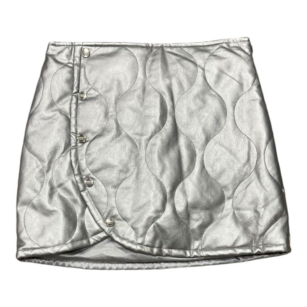Truce Girls Metallic Silver Quilted Mini Skort 12